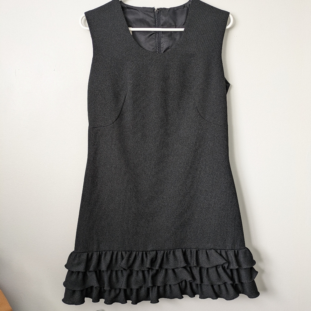 Vintage Cindy Juniors black sleeveless dress with ruffle hem